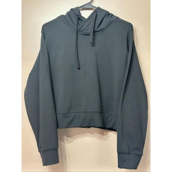 NWOT Albion Cropped Black Hoodie Sweatshirt Women's Small - Picture 2 of 10